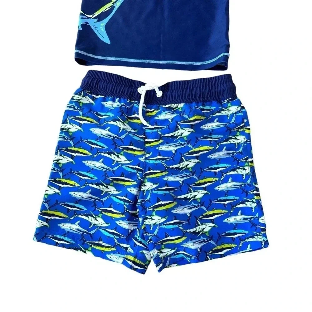 Panama Jack kids swimsuit set  blue with sharks prints size 4(XS) toddlers New